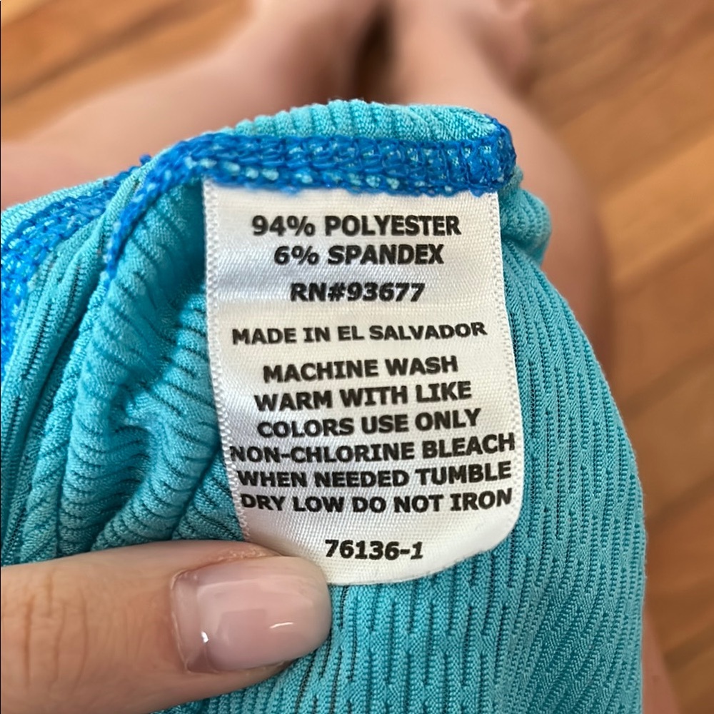 Blue Ribbed Tank Top with Racerback Design - Picture 3 of 3